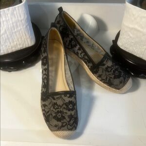 Stuart Weitzman Black Lace Espadrilles